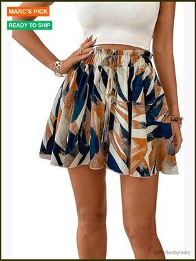 High Waisted Wide Leg Summer Shorts, Breathable Fabric, Casual Beach Wear